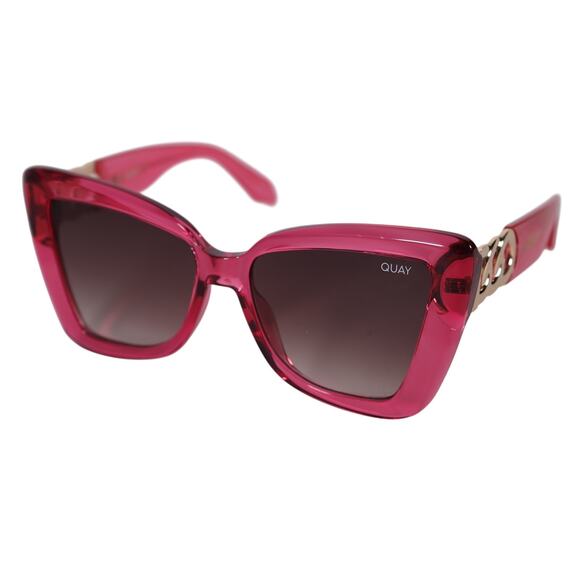 Quay Australia CHAIN REACTION Oversized Butterfly Sunglasses - Pink / Brown-NWT - Picture 2 of 7